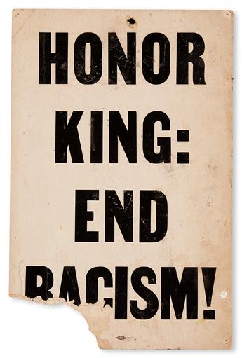 (CIVIL RIGHTS.) KING, MARTIN LUTHER JR. HONOR KING: END RACISM.